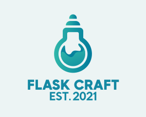 Blue Flask Light Bulb  logo design