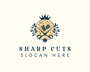 Thread Scissors Sewing logo design