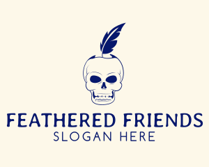 Scary Skull Feather Quill logo design