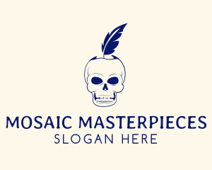 Scary Skull Feather Quill logo design