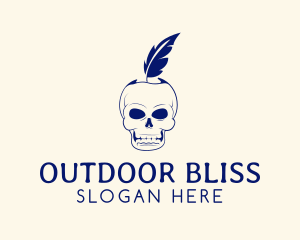 Scary Skull Feather Quill logo design