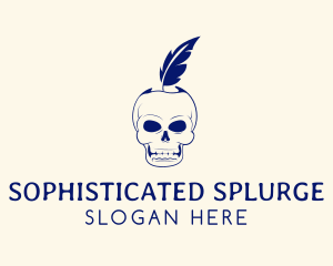 Scary Skull Feather Quill logo design