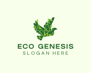 Green Eco Dove logo design