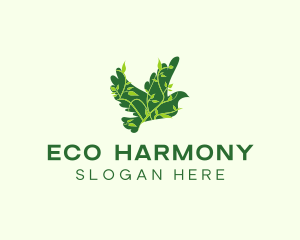 Green Eco Dove logo design