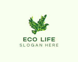 Green Eco Dove logo design