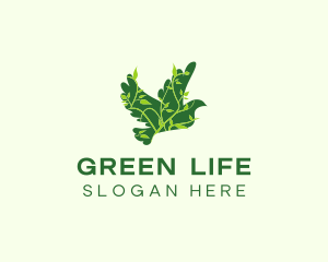 Green Eco Dove logo design