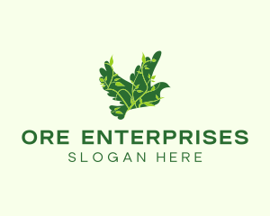 Green Eco Dove logo design