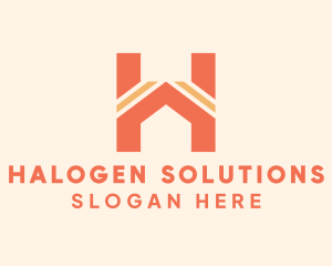 Orange House Letter H logo design