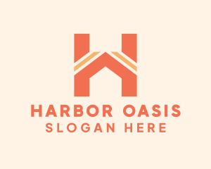 Orange House Letter H logo design