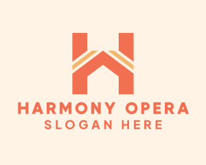 Orange House Letter H logo design