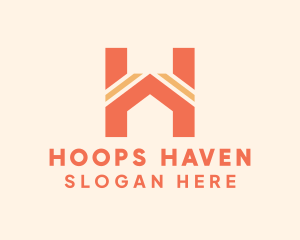 Orange House Letter H logo design