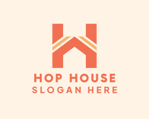 Orange House Letter H logo design