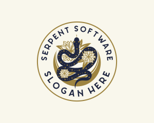 Flower Serpent Snake logo design