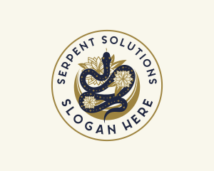 Flower Serpent Snake logo design