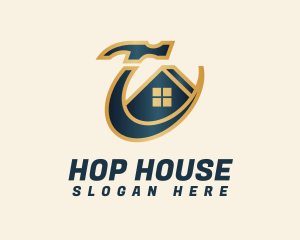 Premium Hammer Roof House logo design