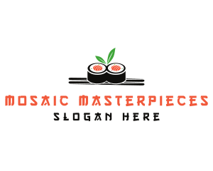 Sushi Japanese Chopsticks logo design