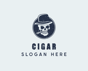 Skull Hat Cigar logo design