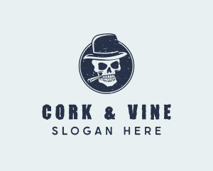 Skull Hat Cigar logo design