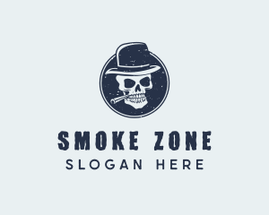 Skull Hat Cigar logo design