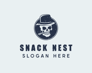 Skull Hat Cigar logo design