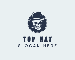 Skull Hat Cigar logo design