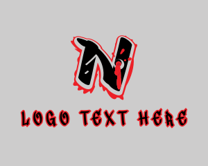 Dangerous - Splatter Graffiti Letter N logo design