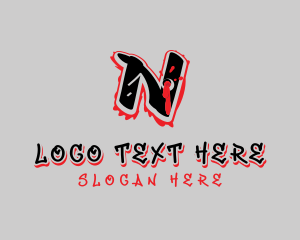 Splatter Graffiti Letter N logo