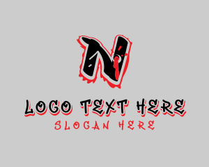 Splatter Graffiti Letter N Logo