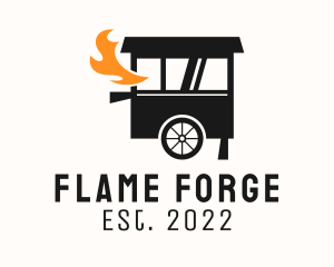 Grill Flame Food Cart  logo design