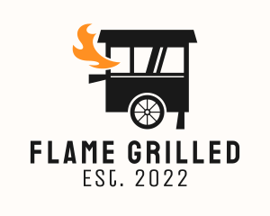 Grill Flame Food Cart  logo design