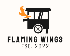 Grill Flame Food Cart  logo design