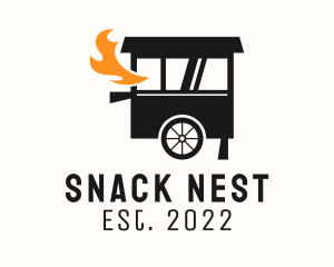 Grill Flame Food Cart  logo design