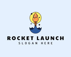 Adorable Squid Rocket logo design