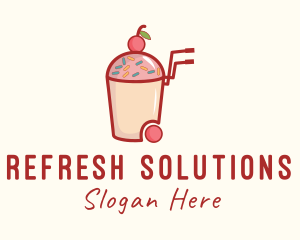 Cherry Slushy Refreshment Cart logo design