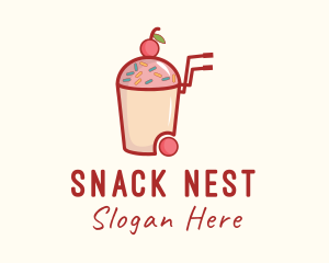 Cherry Slushy Refreshment Cart logo design