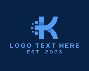 3D Pixel Digital Letter K logo