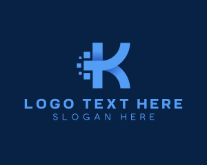 3D Pixel Digital Letter K logo