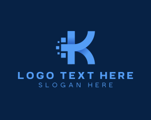 3D Pixel Digital Letter K logo design