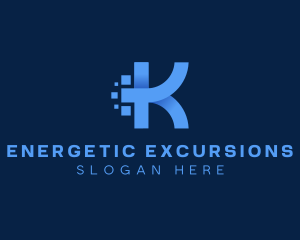 3D Pixel Digital Letter K logo design