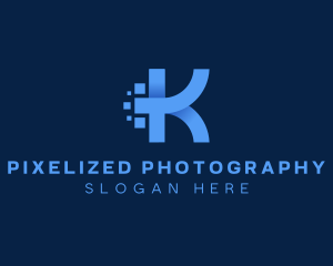 3D Pixel Digital Letter K logo design