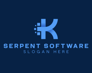 3D Pixel Digital Letter K logo design