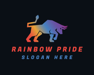 Gradient Rainbow Bull logo design