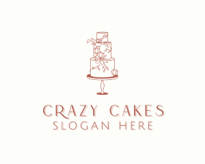 Floral Wedding Cake logo design