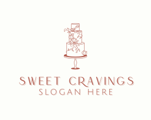 Floral Wedding Cake logo design