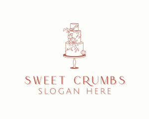 Floral Wedding Cake logo design