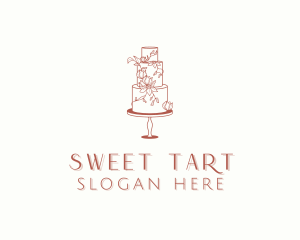 Floral Wedding Cake logo design