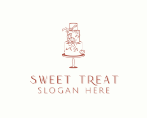 Floral Wedding Cake logo design