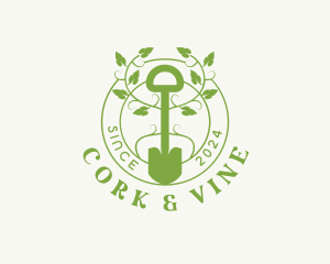 Shovel Garden Vine logo design