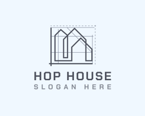 House Architecture Blueprint logo design