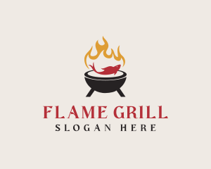 BBQ Fish Grilling logo design